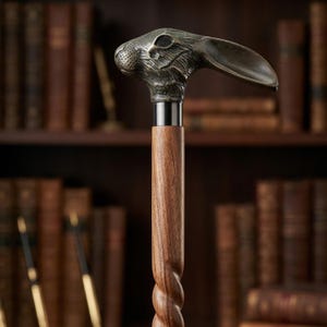 Handmade Rabbit Head Walking Cane, Solid Wood Shaft, Brass Handle, Vintage Style Cane