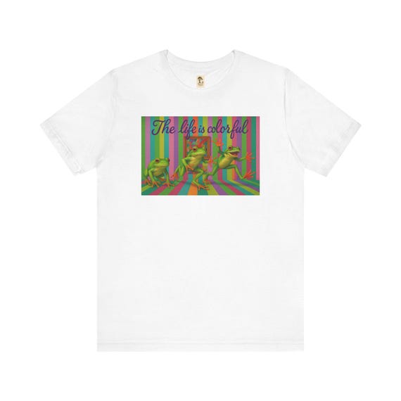 Colorful - Farbenfrohes Frosch-Unisex-T-Shirt, lustiges Grafik-T-Shirt, ausgefallene Freizeitkleidung, Geschenk für Naturliebhaber, lebhaft