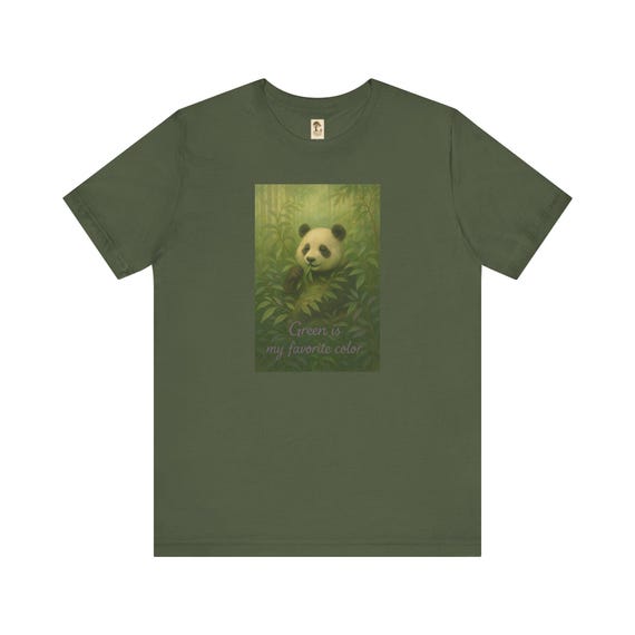 Colorful - Panda-T-Shirt, süßes Panda-Shirt, Geschenk für Tierfreunde, von der Natur inspirierte Kleidung, Lieblingsfarbe Grün