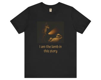 Camiseta de lobo y oveja | Camiseta de animales | Manga corta | Natural | Estampado animal | Idea de regalo | Estilo melancólico | Mezcla de algodón | Mezcla de algodón