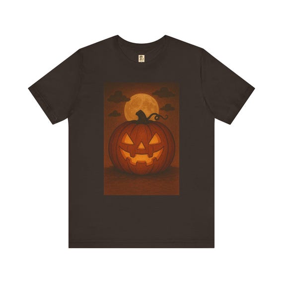 Halloween Kürbis-Mondschein T-Shirt | Unisex Kurzarm Shirt | Halloween Geschenk | Sportshirt | PineAndThread