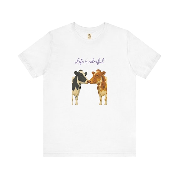 Colorful - Farbenfrohes Unisex-T-Shirt, T-Shirt mit lustigem Tiermotiv, Freizeitkleidung, Geschenk für Tierliebhaber, Garderobe im Farm-Stil