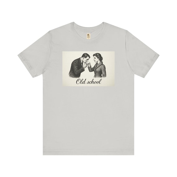 Vintage - Unisex-T-Shirt im Old-School-Stil, Shirt im Vintage-Stil, Retro-T-Shirt mit Handkuss, Geschenk für Sie/Ihn, Alltagskleidung