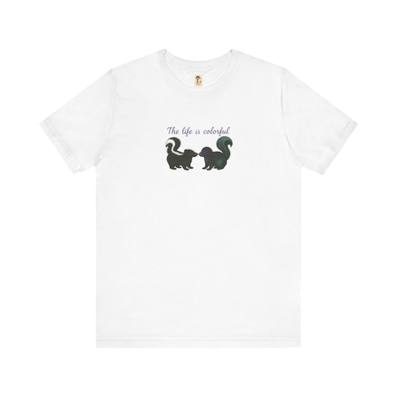 Colorful - Farbenfrohes Stinktier Unisex-T-Shirt, lustiges Kurzarm-Shirt, ausgefallenes Geschenk für Naturliebhaber, Tierfreunde, Freizeit