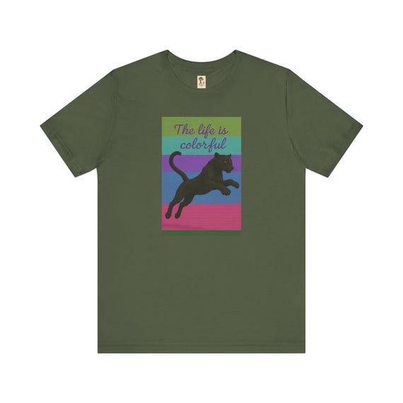 Colorful - Farbenfrohes Panther-T-Shirt, Unisex, Freizeitkleidung, Geschenk für Tierliebhaber, lustiges Statement-Shirt, Sommermode