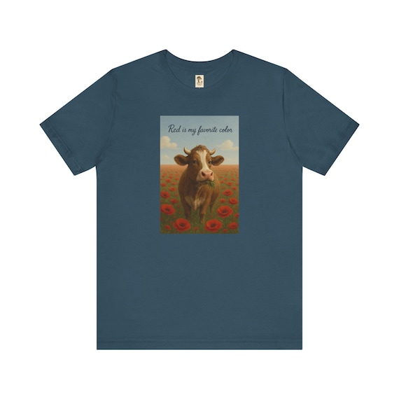 Colorful - Süßes Kuh-Grafik-T-Shirt, lustiges Shirt mit Bauernhoftieren, Geschenk für Kuhliebhaber, Unisex-Shirt mit kurzen Ärmeln