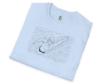 Camiseta deportiva | Estilo lápiz | Deportes acuáticos | Nadador | Algodón/100 % algodón | Manga corta | Ropa informal | Camiseta deportiva | Idea de regalo