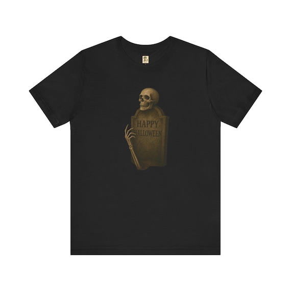 Halloween Skelett-Grabstein T-Shirt | Unisex Kurzarm Shirt | Halloween Outfit | Geschenk | Sportshirt | PineAndThread