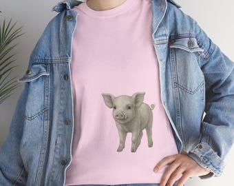 Pig T-Shirt | Animal Shirt | Short Sleeve | Nature | Animal Print | Gift Idea | Wilderness | Leisure | Cotton Blend | Cotton Mix