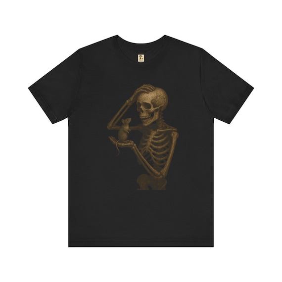Halloween Skelett-Maus T-Shirt | Unisex Kurzarm Shirt | Halloween Geschenk