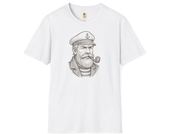 Camiseta con estampado facial | Diseño gráfico | Marinero | Algodón/100% algodón | Manga corta | Ropa informal | Camiseta deportiva | Idea de regalo | Disfraz de capitán