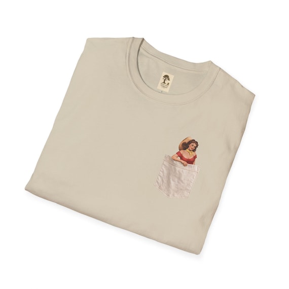 Rockabilly TShirt | Dame in Tasche | Vintage Illustration | Kurzarm Shirt | Baumwolle 100 | Freizeitkleidung | Geschenkidee