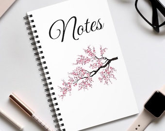 Cherry Blossom Notebook | Mindfulness Journal | Designer Notebook | Personal Diary | Sketchbook | Gift for Adults | A5 Notebook