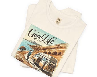 Camper T-shirt | Vintage vehicle illustration | 100% cotton | Short-sleeved shirt | Retro | Casual wear
