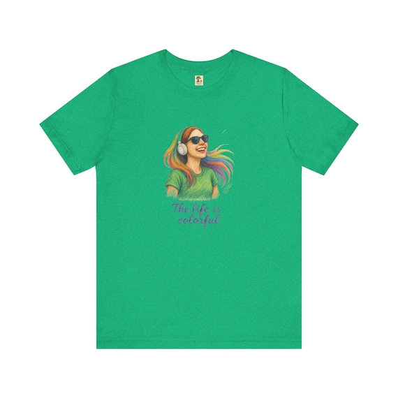 Colorful - Farbenfrohes Unisex-T-Shirt, Lebhaftes Grafik-Shirt für Musikliebhaber, Freizeitoutfits, Geschenk für Freunde, Sommerkleidung