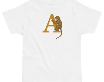 ABC T-Shirts | Alphabet Shirt | A for Monkey Design | Kids | Kindergarten | 100% Cotton | Animals
