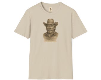 Camiseta con cara | Estampado gráfico | Estampado vaquero | Algodón/100 % algodón | Manga corta | Ropa informal | Camiseta deportiva | Idea de regalo