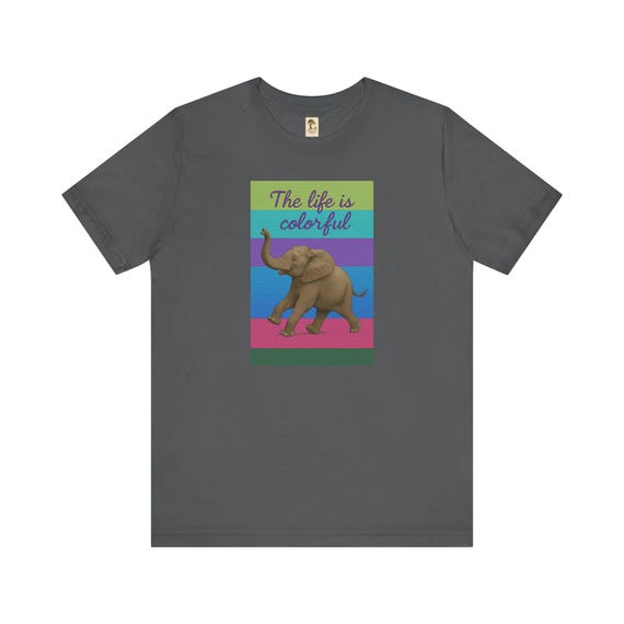 Colorful - Farbenfrohes Unisex-T-Shirt mit Elefantenmotiv, verspieltes T-Shirt, Geschenk für Tierfreunde, Sommerkleidung