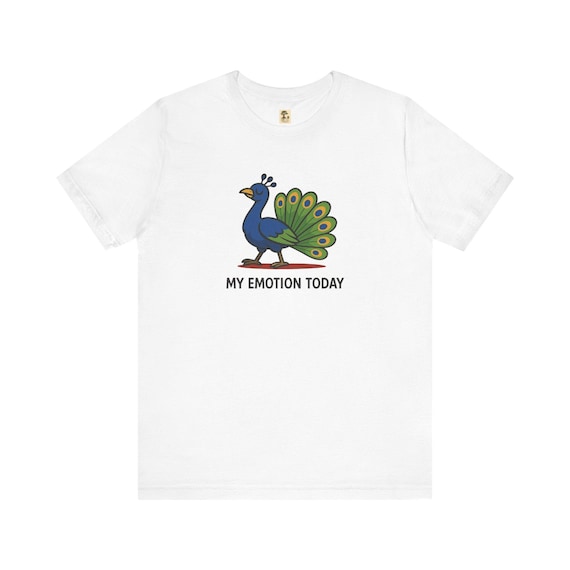 Emotionen - Pfau Shirt - Lustiges T-Shirt mit Grafik, Freizeitkleidung, Geschenke, Kleidung für Tierliebhaber, Freunde