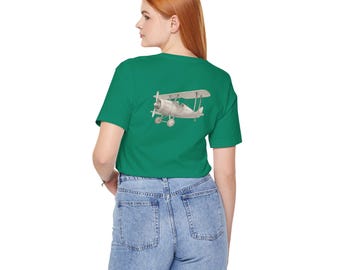 Airplane T-Shirt | Biplane | Vintage Vehicle Illustration | 100% Cotton | Short-Sleeve Shirt | Retro | Casual Wear