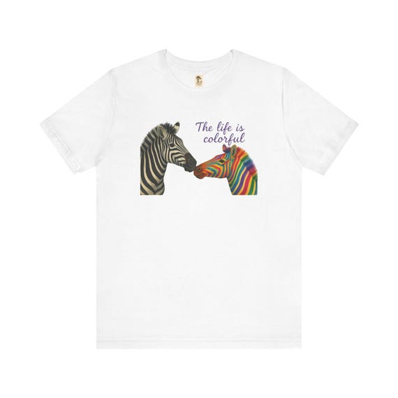 Colorful - Farbenfrohes Zebra-Unisex-T-Shirt, T-Shirt mit Grafik, lebhaftes Shirt, lustiges Tier-T-Shirt, Geschenk für Naturliebhaber