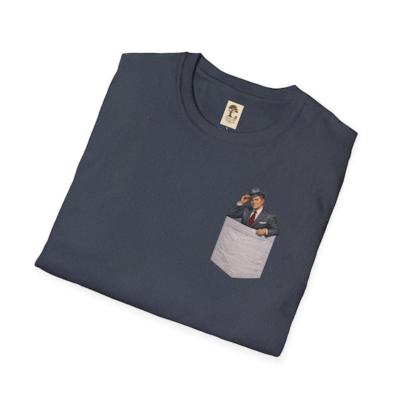 Rockabilly TShirt | Gentleman in Tasche | Vintage Illustration | Kurzarm Shirt | Baumwolle 100 | Freizeitkleidung | Geschenkidee