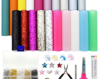 24 Pieces Leather Earring Making Kit Include Instructions 4 Kinds of Faux Sheet