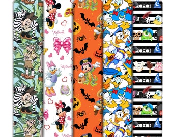 Cartoon Character Mouse Duck Printed Double Brushed Poly Knit Fabric For Sewing Doll Clothing DIY Craft Fabric by 1/2 Y 32271