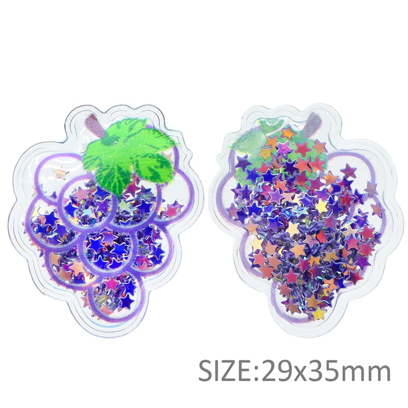 Inflatable Vinyl Shaker,Clear Pvc Vinyl Fruit,Star Sequin Confetti,Kids Girls Hair Decoration Accessories,Bow Center Decoration Grape