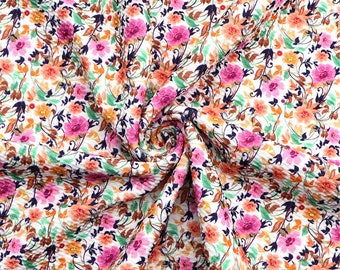 Spring Floral Series Liverpool Bullet Fabric,Textured Printing Baby HeadWrap Headbow Diy Fabric,Knit Fabric By Half Yard