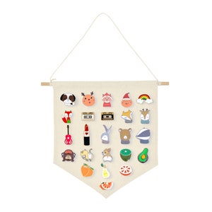 Pin Badge Display Pennant,Enamel Pins Wall Collection Banner,Blank Canvas Pennant,Wall Hangings,Buttons Lapel Collections 26993