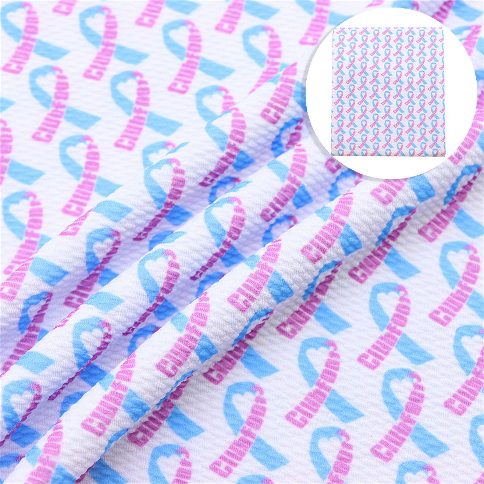 Awareness Ribbon Print Liverpool Bullet Textured Stretch Knit Fabric ...