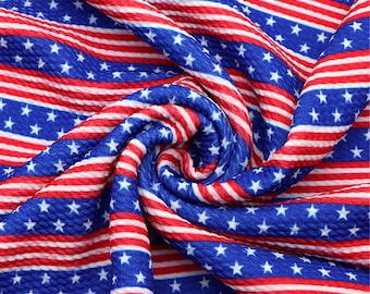4th of July Liverpool Bullet Fabric,Textured Printing Baby HeadWrap Headbow Diy Knit Fabric BY Half YARD