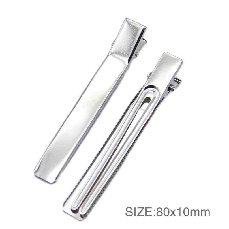 100-Pack Double Prong Alligator Hair Clips - Silver, Nickel Plated Metal, Free Shipping