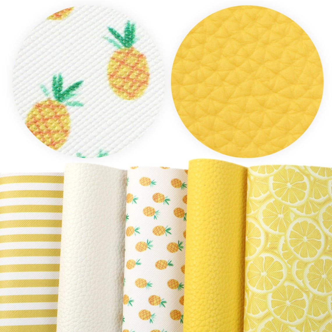 Pineapple Faux Leather Sheet 5pcs/setlemon Print Faux Leather Etsy
