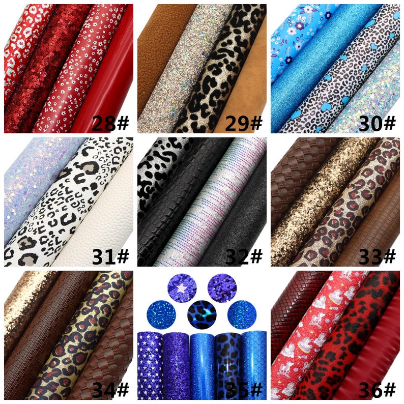 Animal Zebra Leopard Faux Leather Sheets Bundle Glitter Synthetic ...