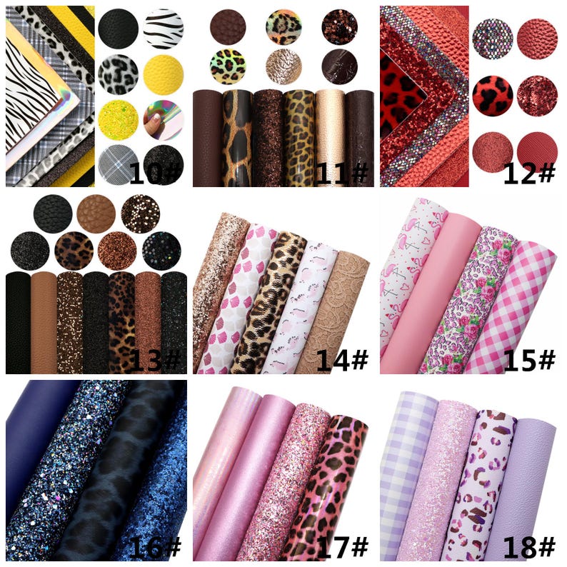 Animal Zebra Leopard Faux Leather Sheets Bundle Glitter Synthetic ...