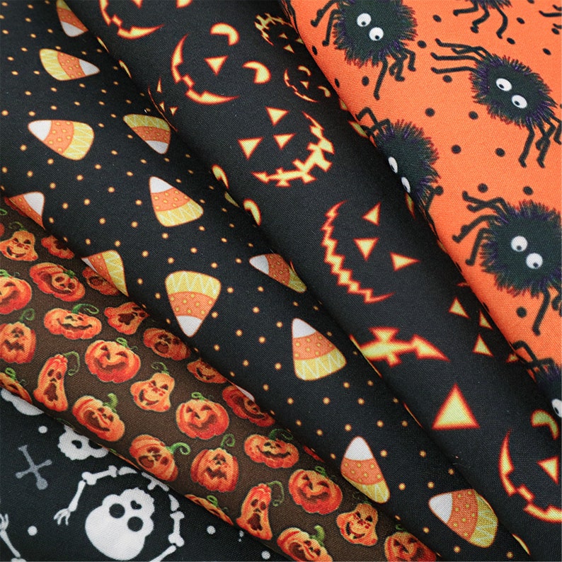 Halloween Cotton Fabric Bundle 5 Designs/setFabric For Sewing Etsy