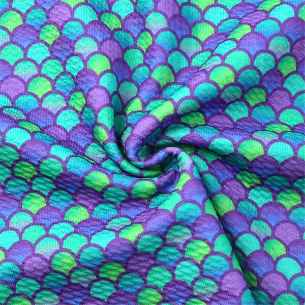 Mermaid Scale Bullet Liverpool Fabric,Stretch Knit Fabric,Toddler Newborn Head Wraps Fabric By HALF YARD,19x57 inch
