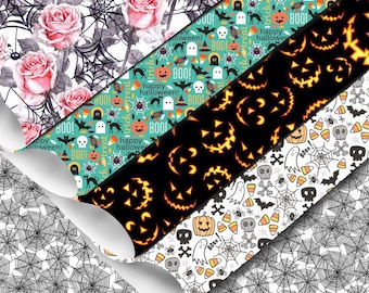 Halloween Spider Printed Horror Series Faux Leather Sheets Making For Earring Hair Bows Handbag Gift Party Decoration Vinyl Material