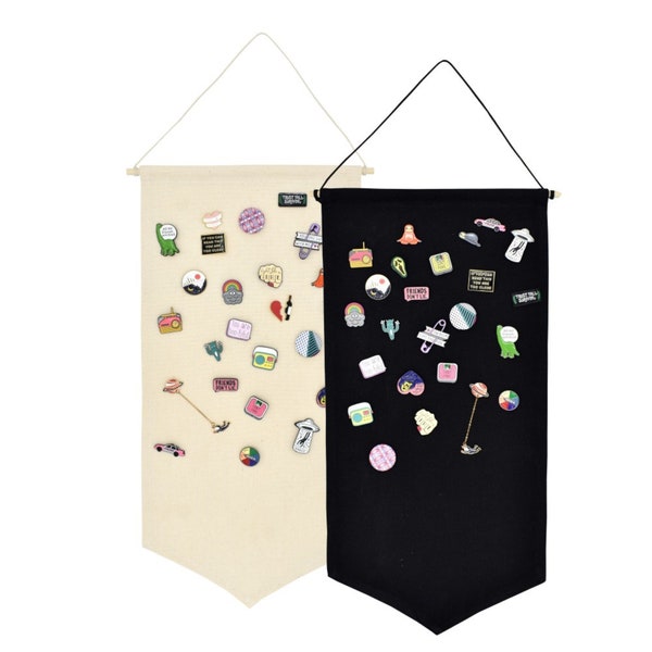 Kids Brooch Pins Wall Display Banner Linen Cotton Fabric Wall Hangings Decoration Flag Pin Collector Canvas Pennant,1Yc32673