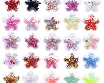 10 pcs Sequin Floral Shaker,Clear Pvc Vinyl Shaker,Colorful Glitter Confetti Filled,Kawaii Kids Hair Decoration Accessories