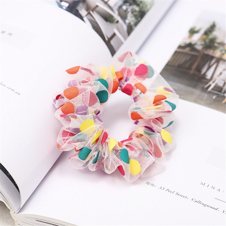 Hair Scrunchies,Tulle Scrunchies,Hair Accessory Ponytail Hair Tie,Scrunchy,Polka Dot