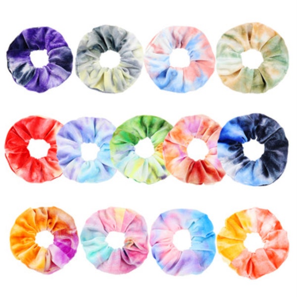5pcs/lot Rainbow Color Tie Dye Velvet Scrunchies Paint Splatter Hair Scrunchies Hair Bands For Girl Women Hair Accessories 34249