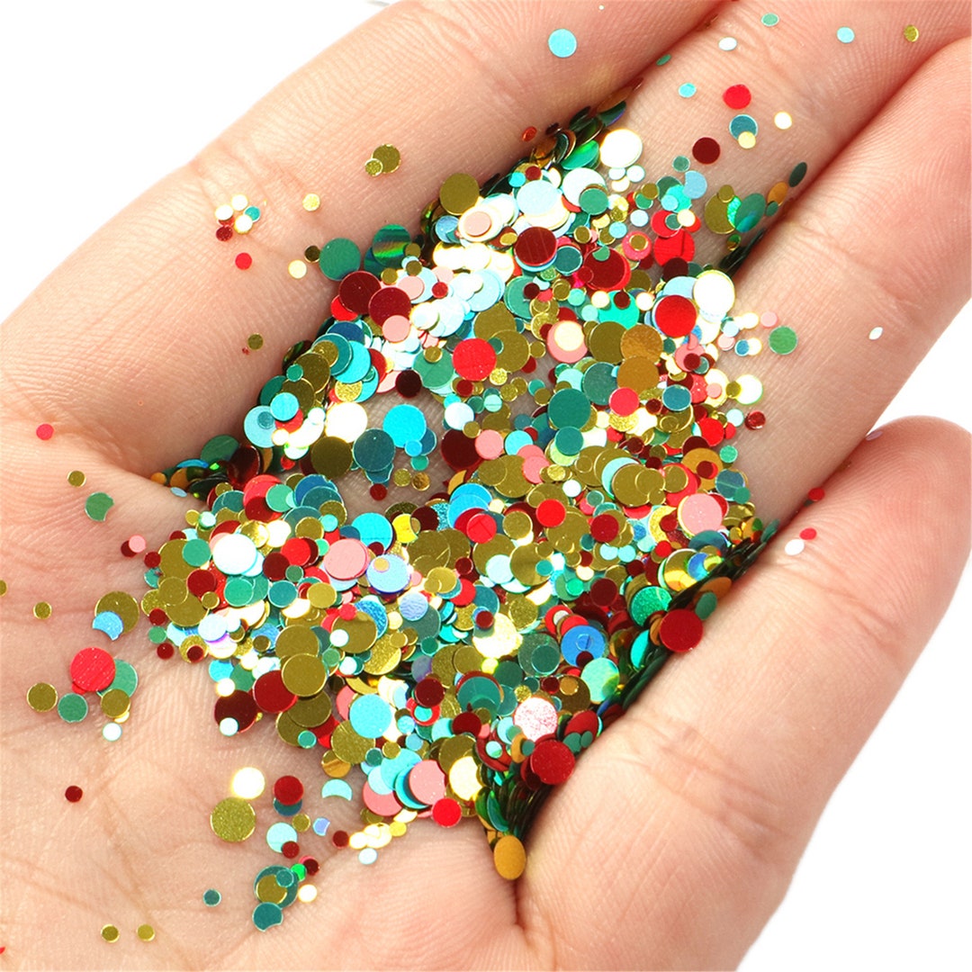10g/pack Bulk Glitter Confetti Round Mix Color&size,polyester Glitter