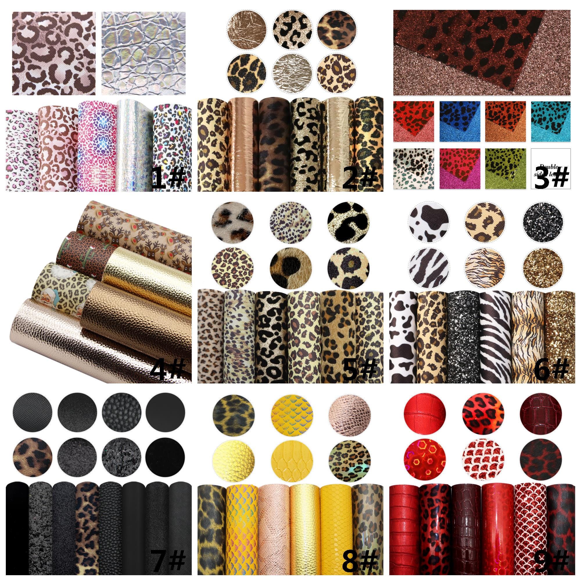 Animal Zebra Leopard Faux Leather Sheets Bundle Glitter Synthetic ...