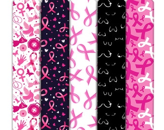 Breast Cancer Ribbon Print Double Brushed Polyester Fabric By Half Yard,Soft Knit Stretch Fabric,Baby HeadWrap Headbow Fabric
