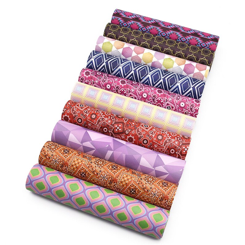 10pcs/set Printed Faux Leather SheetsPlaid Print Synthetic Etsy