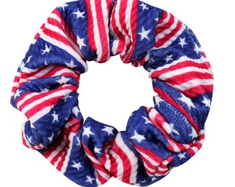 Indepedence Day Flag Bullet Liverpool Hair Scrunchies,Stretchy Ponytail Holder,Hair Tie Rope for Women Girl,4 th of July Fabric Scrunchy