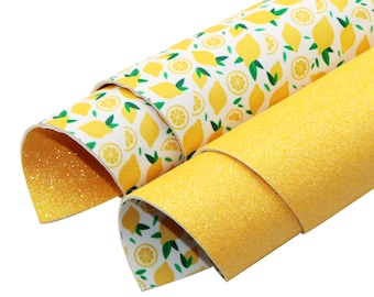 Summer Fruit Series Double Side Faux Leather Sheets,Earring Bows Making Faux Fabric Sheet,Watermelon Lemon Printed,DIY Craft Supplies